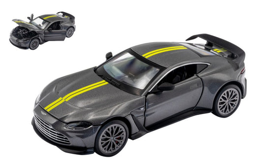 Re.el.toys - ASTON MARTIN V12 VANTAGE SILVERGUN W/YELLOW STRIPES 1:32 - Cod. RE0804S