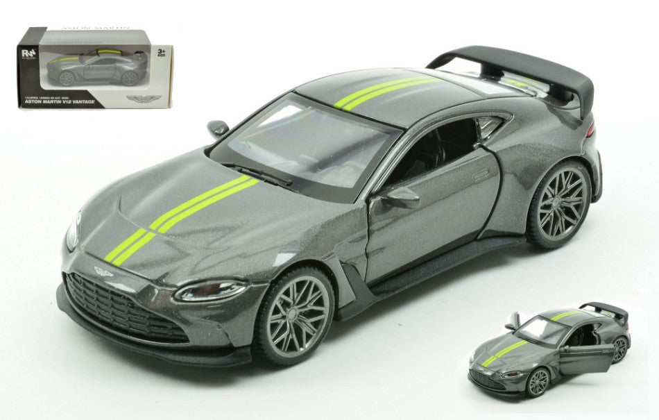 Re.el.toys - ASTON MARTIN V12 VANTAGE SILVERGUN W/YELLOW STRIPES 1:43 - Cod. RE0806SY