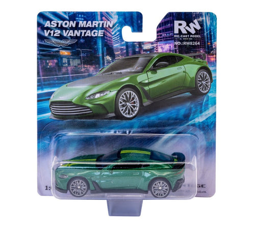 Re.el.toys - ASTON MARTIN VANTAGE GREEN W/YELLOW STRIPES BLISTER 1:64 - Cod. RE0837GY