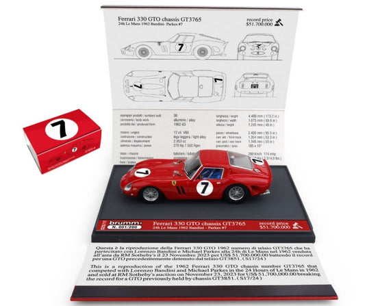 Brumm - FERRARI 330 GTO N.7 24 H LE MANS 1962 L.BANDINI-M.PARKES 1:43 - Cod. BMS2511