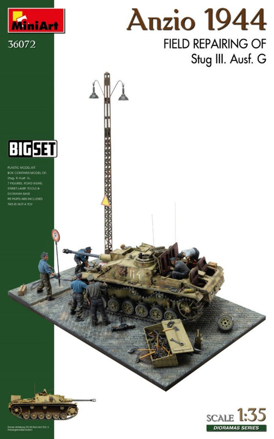 Miniart - ANZIO 1944 FIELD REPARING OF STUG III.Ausf.G.Big Set KIT 1:35 - Cod. MIN36072