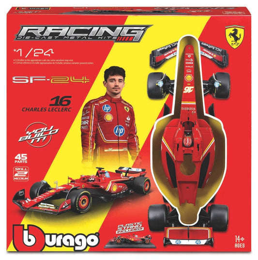 Burago - FERRARI SF-24 N.16 CHARLES LECLERC F1 2024 WITH HELMET KIT 1:24 - Cod. BU26856