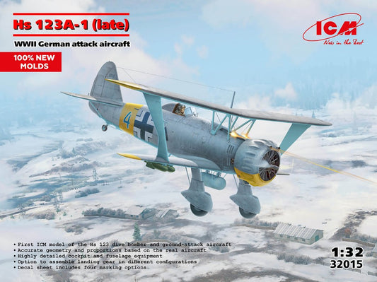 Icm - HS 123A-1 (LATE) WWII GERMAN ATTACK AIRCRAFT KIT 1:32 - Cod. ICM32015
