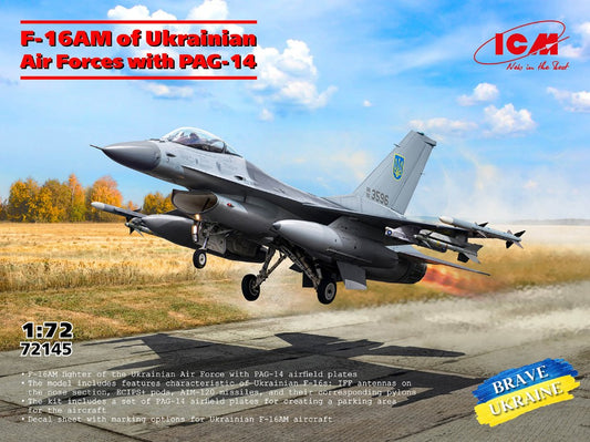 Icm - F-16 AM OF UKRAINIAN AIR FORCES WITH PAG-14 KIT 1:72 - Cod. ICM72145