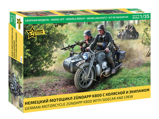 Zvezda - ZUNDAPP K800 MOTORCYCLE W/SIDECAR AND CREW KIT 1:35 - Cod. Z3717