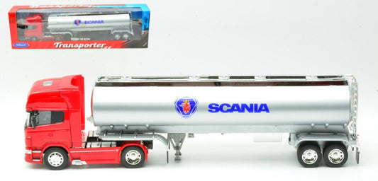 Welly - SCANIA R730 TRACTOR RED W/SILVER OIL TANKER 1:32 - Cod. WE32672SR