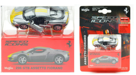 Maisto - FERRARI 296GTB ASSETTO FIORANO GREY/YELLOW SPEED ICONS 1:64 - Cod. MI15704G