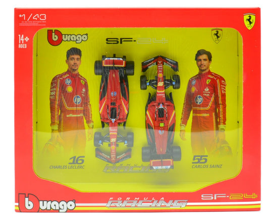 Burago - SET SCUDERIA FERRARI 2024 SF-24 N.16 + SF-24 N.55 1:43 - Cod. BU36856