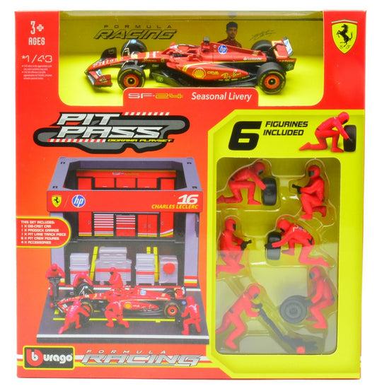 Burago - DIORAMA PIT STOP 2024 SF-24 N.16 CHARLES LECLERC 1:43 - Cod. BU36862L