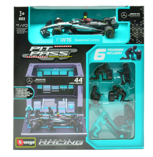 Burago - PIT STOP SET MERCEDES F1 W14 N.44 LEWIS HAMILTON 2023 1:43 - Cod. BU38452H