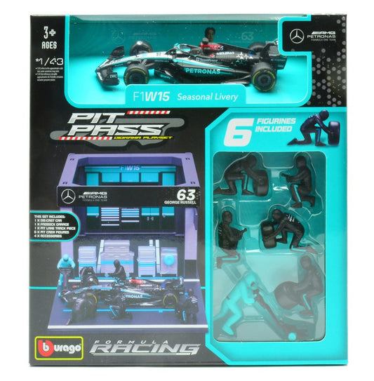 Burago - PIT STOP SET MERCEDES F1 W14 N.63 GEORGE RUSSELL 2023 1:43 - Cod. BU38452R