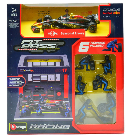 Burago - PIT STOP SET RED BULL RB19 N.11 SERGIO PEREZ 2023 1:43 - Cod. BU38453P