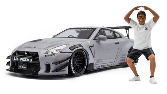 Solido - NISSAN GT-R (R35) LIBERTY WALK COUPE W/A.D.FIGURE 2018 GREY 1:18 - Cod. SL1805821