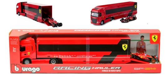 Burago - IVECO S WAY 570 RACING TRANSPORTER W/ FERRARI SF-24 N.16 C.LECLERC 1:43 - Cod. BU36867