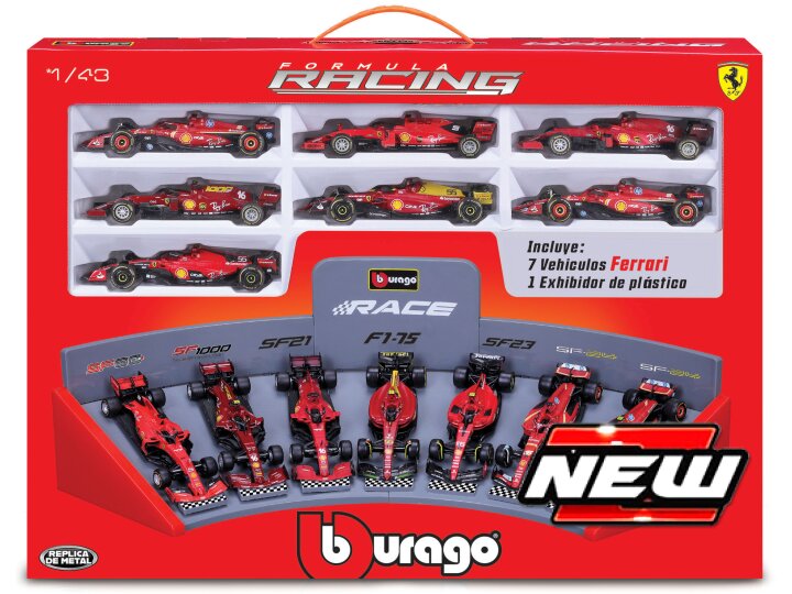 Burago - FERRARI F1 SET:2019-2020-2021-2022-2023-2024 7 MODELS-VARIOUS DRIV.1:43 - Cod. BU36864