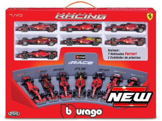 Burago - FERRARI F1 SET:2019-2020-2021-2022-2023-2024 7 MODELS-VARIOUS DRIV.1:43 - Cod. BU36864