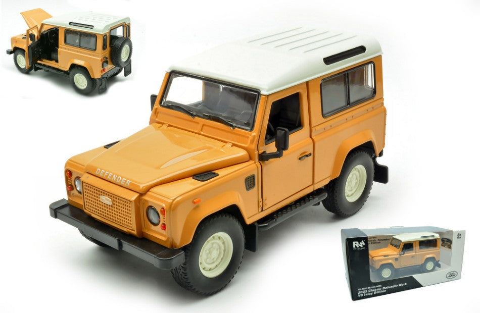 Re.el.toys - LAND ROVER DEFENDER WORK V8 ISLAY EDITION 2023 SAND/WHITE ROOF 1:24 - Cod. RE0832BR